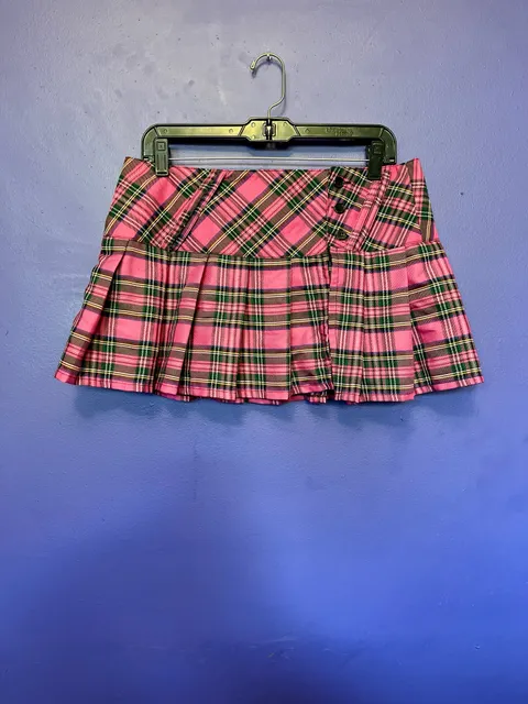 Tripp NYC Pleated Mini Skirt Size S Pink Plaid Y2K Schoolgirl