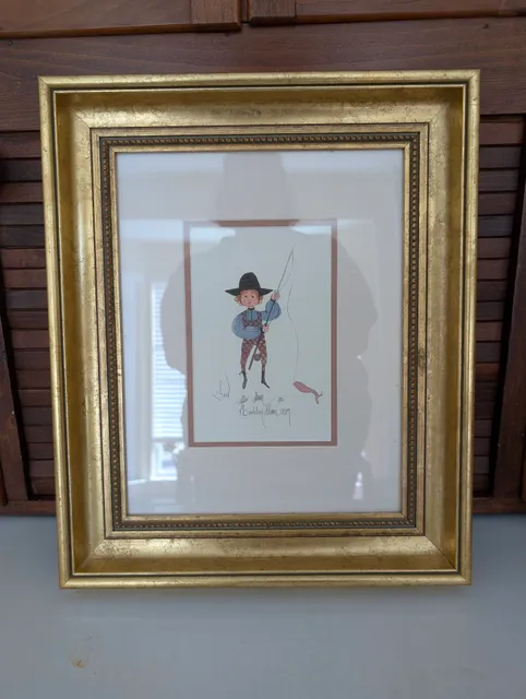 P. Buckley Moss Signed Limited Edition Framed Print PJ Boy Fishing 89/1000