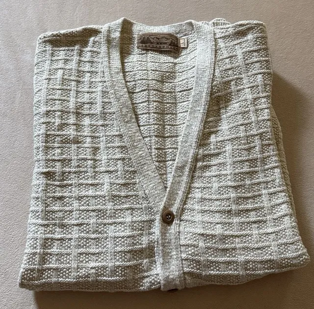 Shenandoah Knit Sweater Vest Size L Beige Button Up V-Neck. Mens