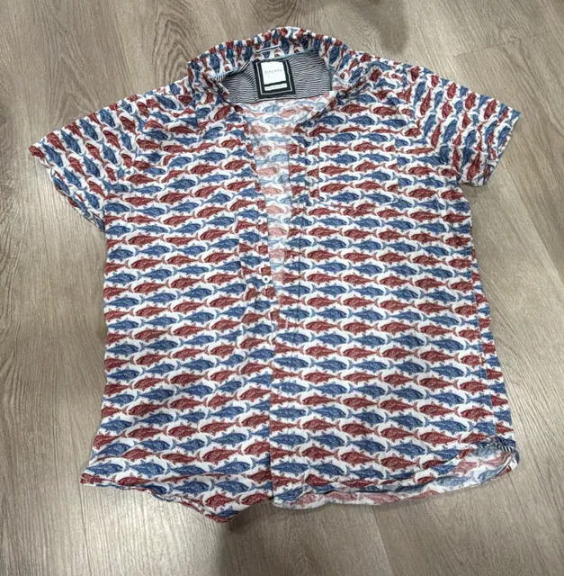 Zipcode Short Sleeve Button Down Shirt Size XL Fish Print