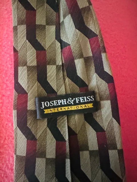 Joseph & Feiss Geometric Necktie Silk Red Gray Black