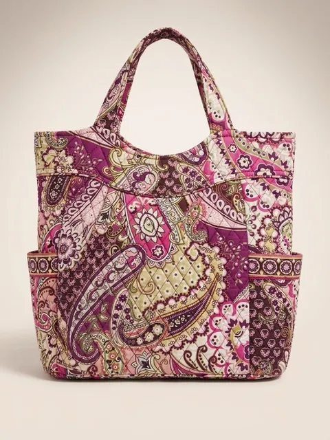 Vera Bradley Very Berry Paisley Quilted Paisley Tote Bag