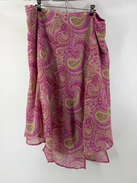 Lane Bryant 22/24 Pink Paisley Handkerchief Hem Skirt Y2K Boho 2X