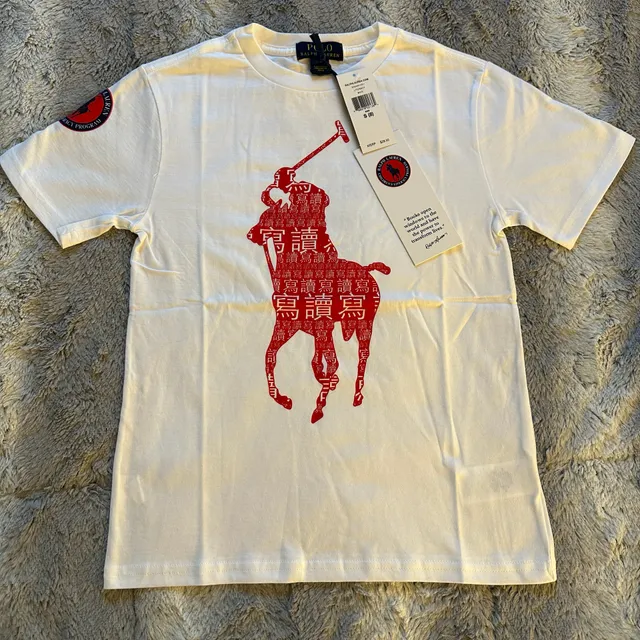 New Polo Ralph Lauren English Literacy Tee Size S (8) White Graphic T-Shirt