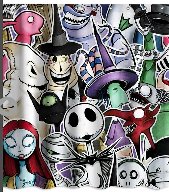 Nightmare Before Christmas Shower Curtain Characters Sticker Art