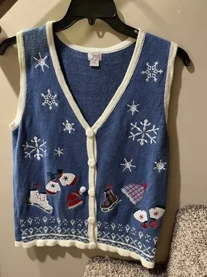 Embroidered Christmas Vest Size S