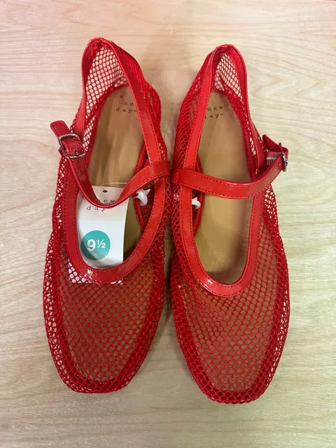 A New Day Mesh Mary Jane Flats Size 9.5 Red