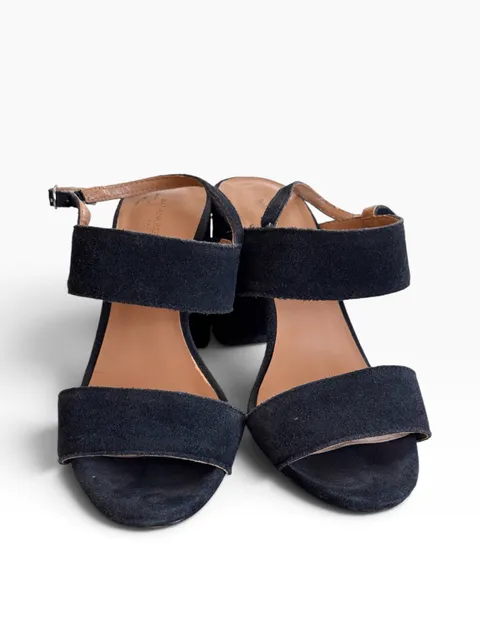 Banana Republic Block Heel Sandals Size 7 Black Suede Ankle Strap