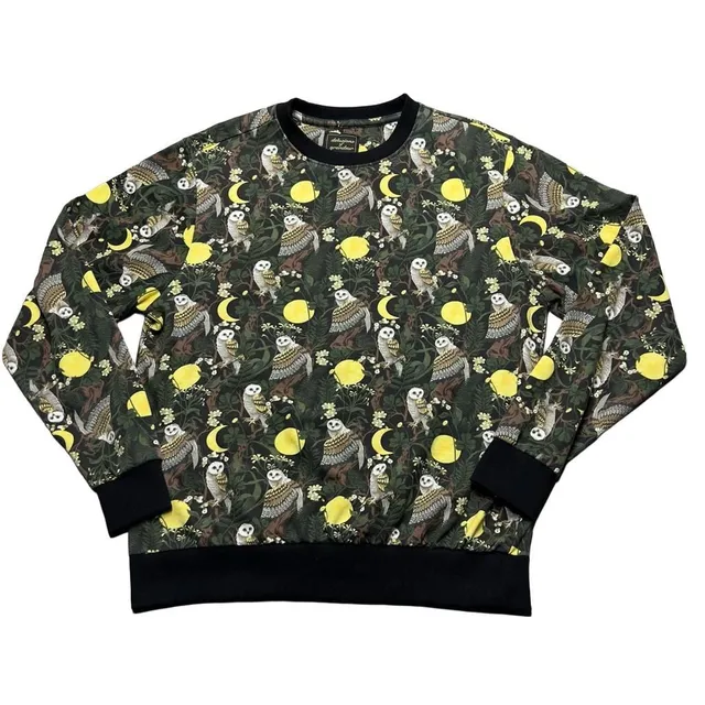 Delusions of Grandeur Owl Moon Print Crewneck Sweatshirt Size M Sweater
