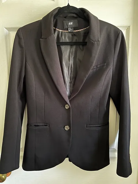 H&M Blazer Jacket Size 10 Black Two Button Lined