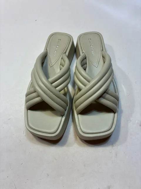 Dee Ocleppo Sicily Crisscross Platform Slide Sandals Beige Ivory