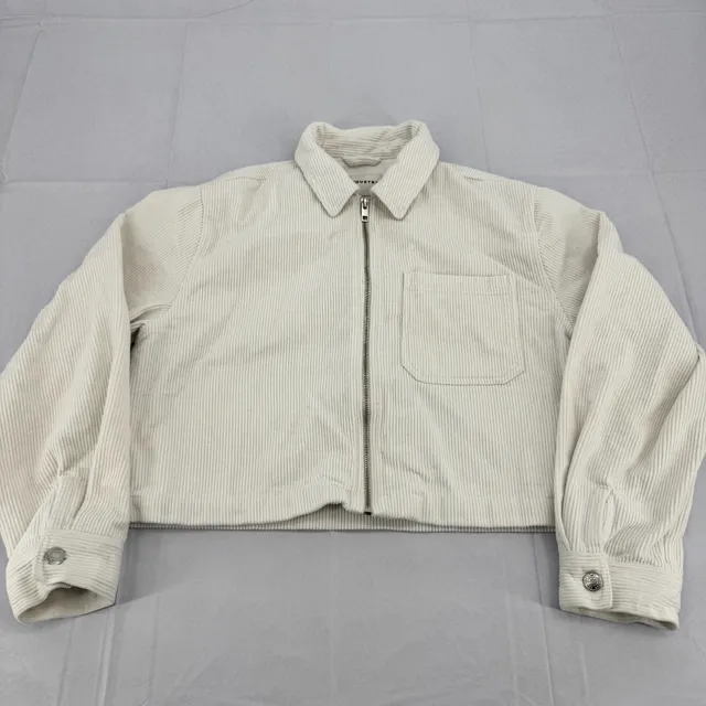 Industry Corduroy Zip Jacket Size L Cream 100% Cotton
