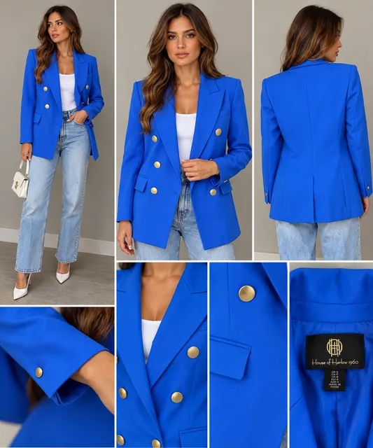 Women’s House of Harlow 1960 Blue Double Breasted Blazer Size S