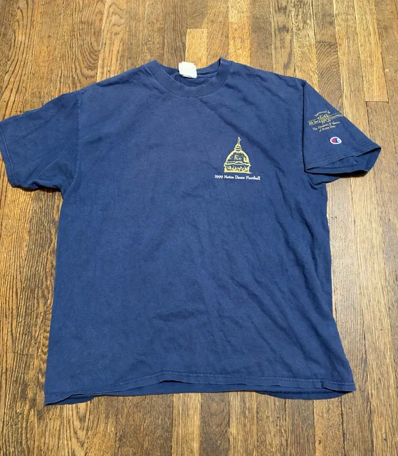 Vintage Champion Notre Dame Football 1999 T-Shirt Blue Large