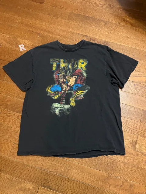 Marvel The Mighty Thor Graphic T-Shirt XL Black Comic Book Art