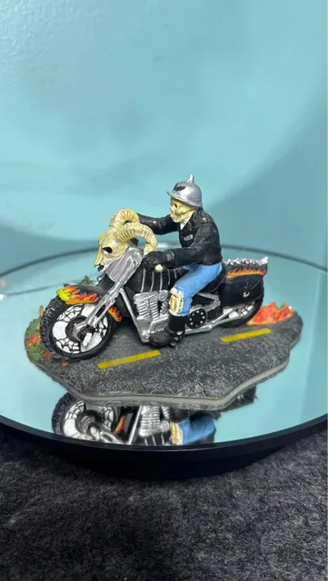 Department 56 Halloween skeleton motorcycle rider