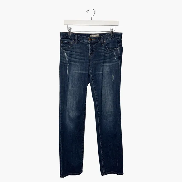 Free People Slim Distressed Dark Wash Denim Jeans Size 26
