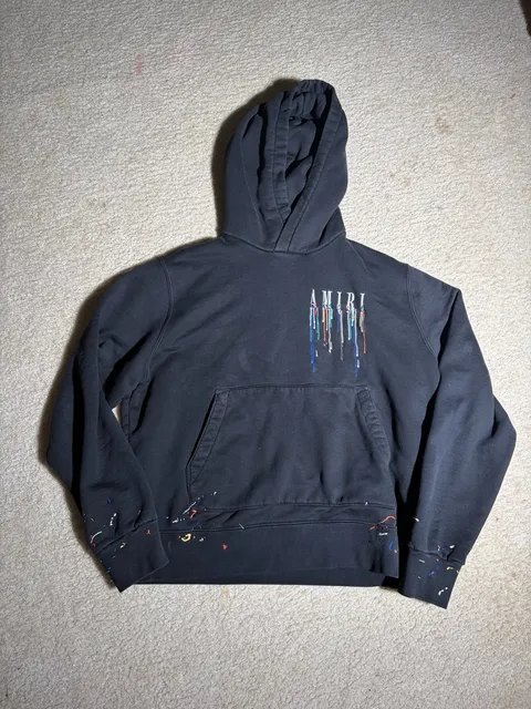 Amiri Paint Drip Logo Hoodie Black