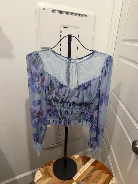 Free People Floral Long Sleeve Blouse