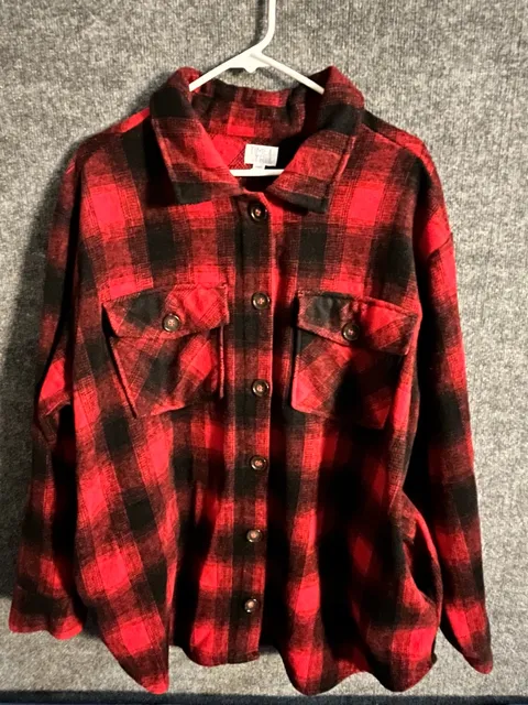 Time and Tru Flannel Shacket Size XXXL (22) Red Black Plaid Buffalo 003-172
