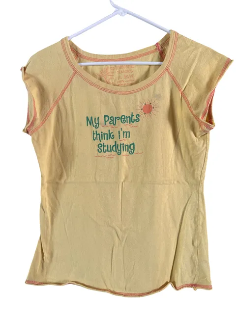 No Boundaries My Parents Think Im Studying T-Shirt Size XL 15/17 Yellow