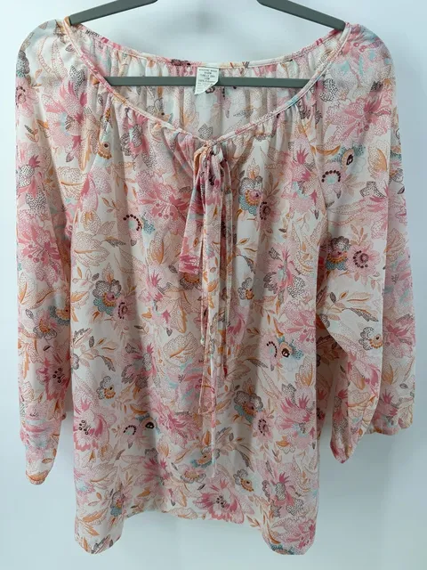 Vintage 1970s Floral Peasant Blouse Xl-1X Boho Cottagecore