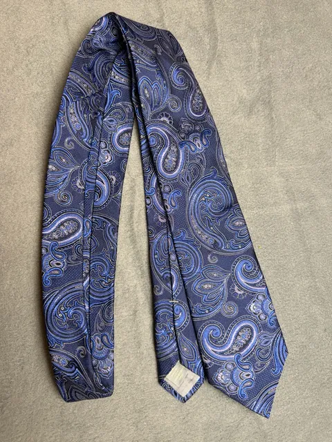 Ike Behar New York Silk Paisley Tie Blue Made In Italy