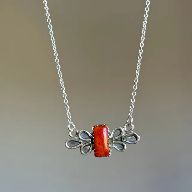 Handmade Sterling Silver Orange Mojave Necklace
