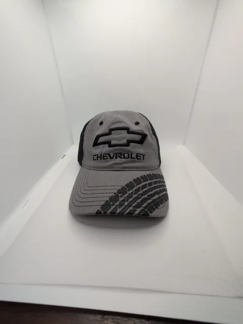 Chevrolet Baseball Cap Gray Black Tire Tread Adjustable GM Licensed