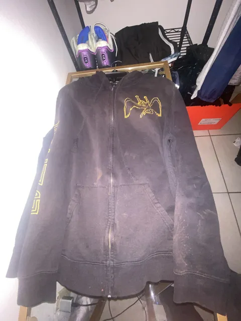 Led Zeppelin Zip-Up Hoodie Size L Black Symbols Rock Band