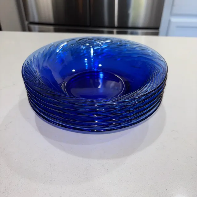 Pyrex Festiva Cobalt Blue Swirl 7.5 Inch Soup Cereal Bowls Set Of 6