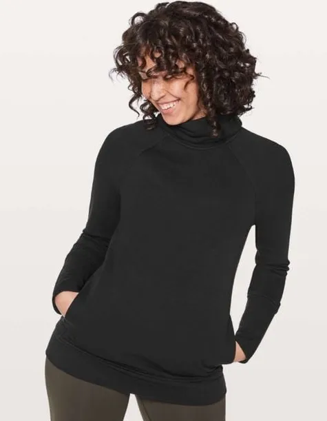Lululemon To You Tunic Size 6 Black Cotton Terry