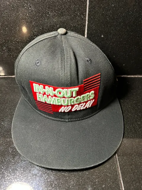 In-N-Out Burger No Delay Snapback Hat Black Embroidered Est 1948