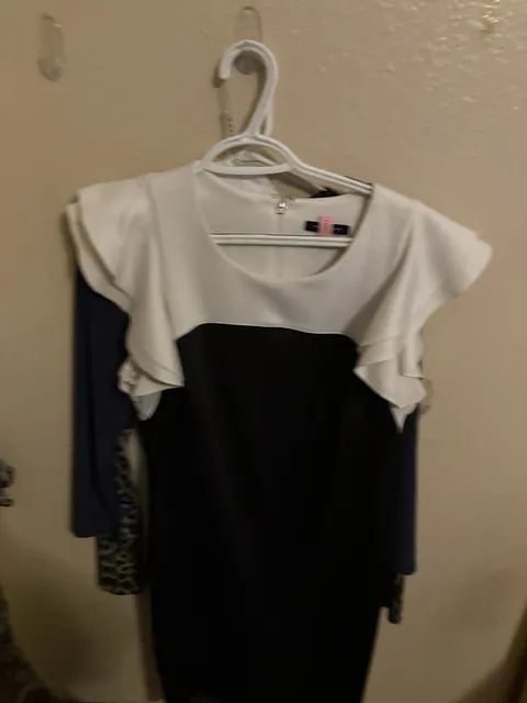 Tommy Hilfiger Flutter Sleeve Scuba Dress Black Ivory