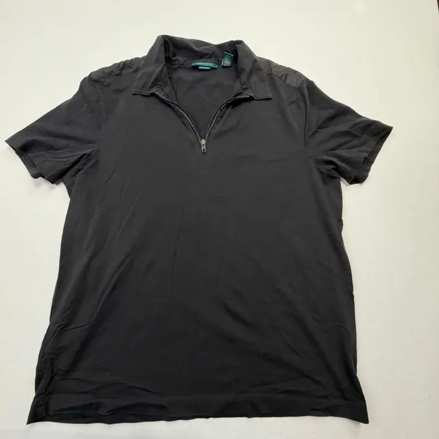 Perry Ellis Half Zip Polo Shirt Size L Black