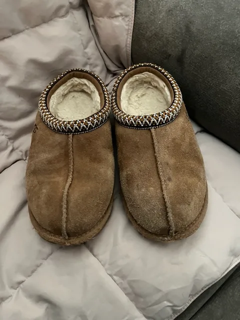 Kids Ugg Scuffette Slippers Brown Suede Shearling