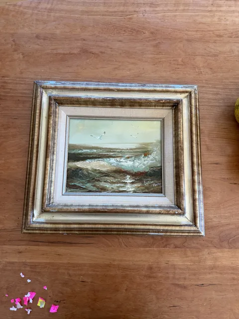 Karl Neumann Original Framed Seascape Oil Painting Ocean Waves Seagulls