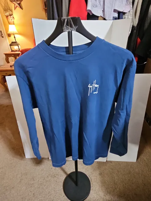 Guy Harvey Shark Pirate Long Sleeve T-Shirt Size XL Blue