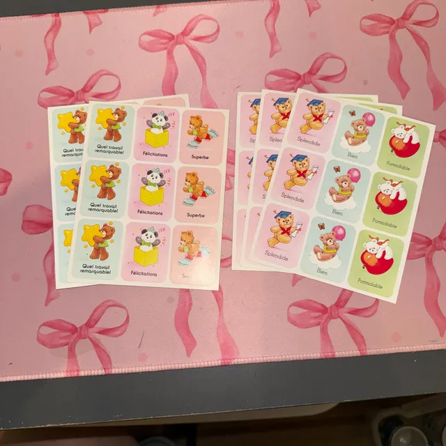 Vintage French Reward Stickers Cute Bear Panda