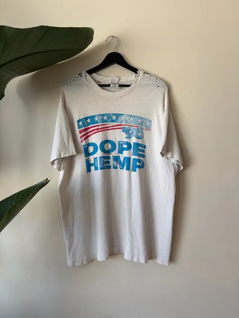 Fruit Of The Loom Vintage 1996 Dope Hemp T-Shirt Size XL weed politica