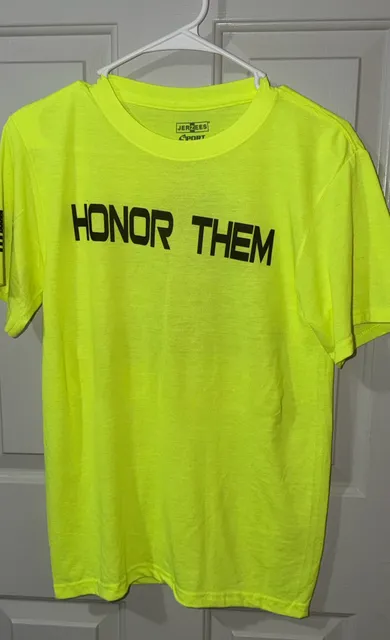 Jerzees Texas Roadhouse Honor Them Veterans Safety Yellow T-Shirt