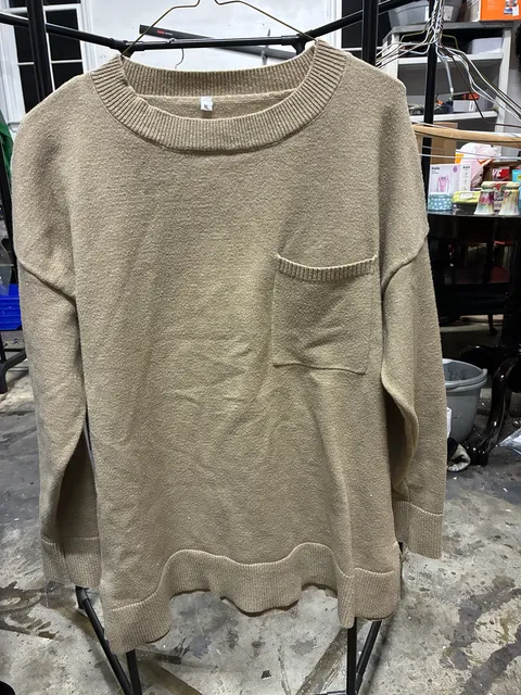 Unbranded Knit Pullover Sweater Size XL Beige Pocket