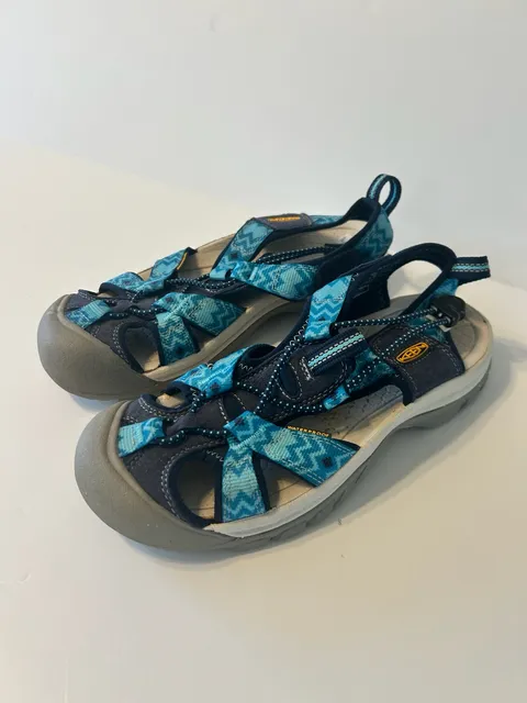 Keen Venice H2 Sandals Blue Geometric Water Shoes size 7.5
