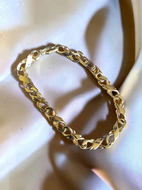 Vintage Gold Tone Interlocking Link Chain Bracelet