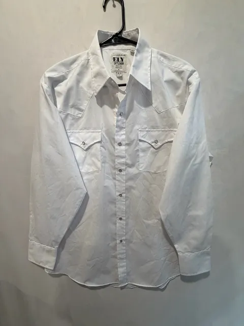 Ely Cattleman Western Shirt Size large White Long Sleeve Pearl Snap