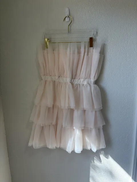 Entro Tutu Dress Pink Layered Mesh Strapless size Medium