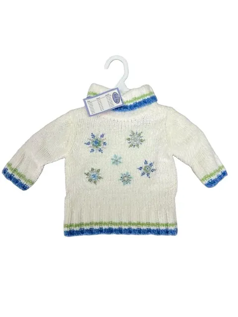 Koala Kids Snowflake Turtleneck Sweater Size 0-3M White baby winter