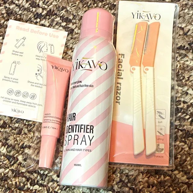 YIKAVO Hair Identifier Spray 150 mL Rice Starch Facial Razor Set dermaplane new