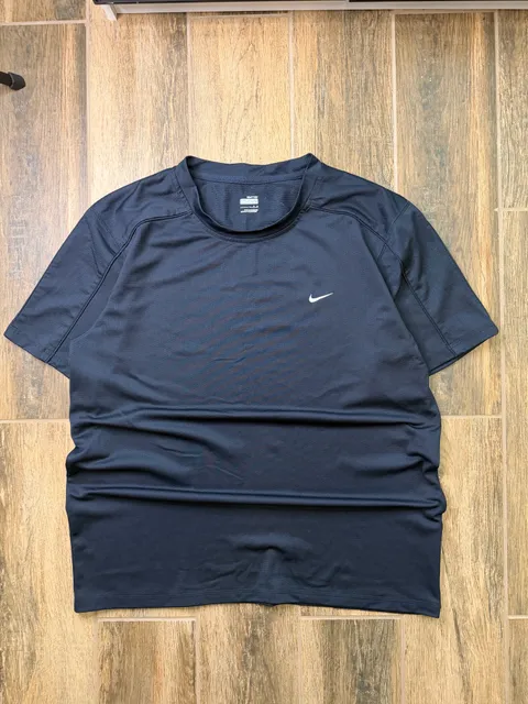 Y2K Nike Fit Dri Athletic T-Shirt Size Large Black Short Sleeve Workout Adult L
