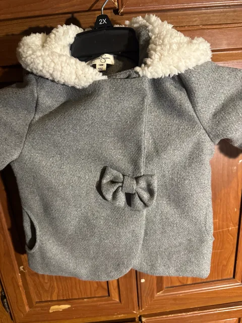 Jessica Simpson Coat Size 18M Gray Hooded Bow Winter Jacket
